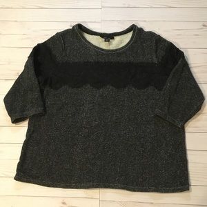 Style & Co 2X Gray Black Lace Panel Sweater